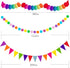 Huryfox 33pcs Fiesta Party Decorations - Colorful Mexican Themed Hanging Paper Fans, Pom Poms, and Streamers
