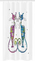 Ambesonne Cat Stall Shower Curtain, Couple of Cats Floral Friends Ornament, Fabric Bathroom Decor Set, 36" W x 72" L