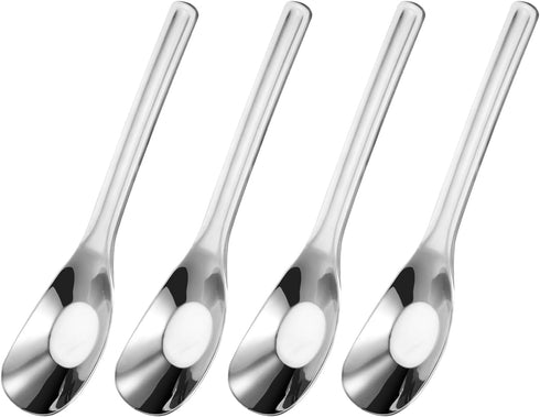 uxcell 4pcs 9.9 Inches Stainless Steel Soup Spoons for Dessert, Cereal, Dumplings, Wontons, Silver Tone