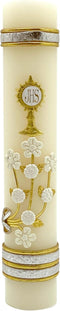 Angelitos de Mexico First Communion Prayer Candle with The Holy Spirit Dove - A Blessed Mass Keepsake
