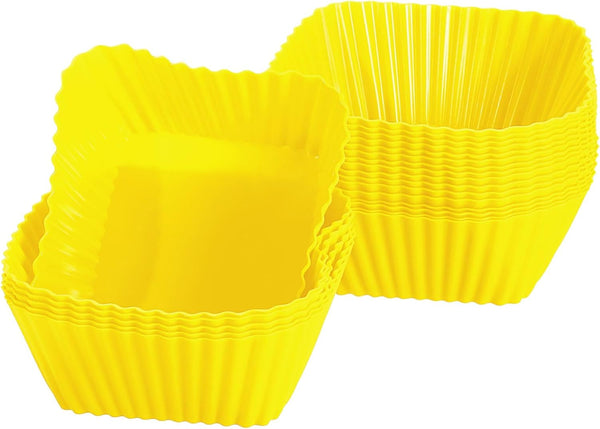 uxcell 18Pcs Silicone Cupcake Baking Cups, Non-Stick Square Baking Cups for Muffins and Cooking Eggs