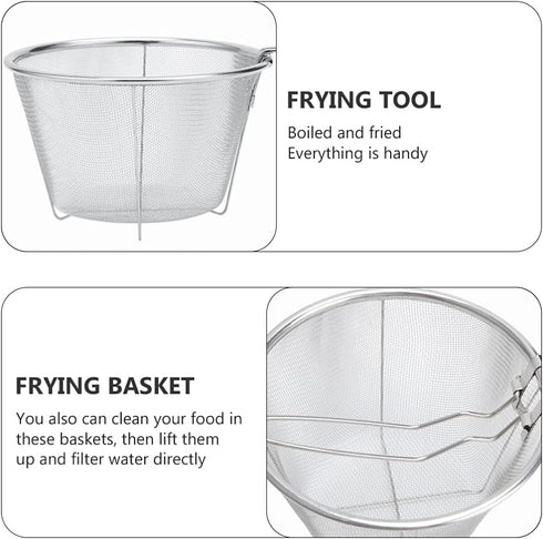 Tofficu Deep Fry Basket with Handle, Foldable 6-Inch Stainless Steel Mesh Frying Basket for Kitchen