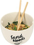 Enesco Our Name is Mud Send Noods Ramen Bowl and Chopsticks, 3.875 Inch, White, 1 Ounce