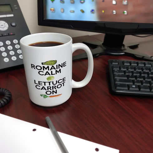 ThisWear Chef Gifts for Women, Romain Calm Lettuce Carrot On Cooking Gifts, 15oz Ceramic Coffee Mug with Handle