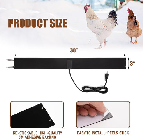 Glooglitter 2-5Gal 6ft 2set) Thermostat Chicken Waterer Heater Self-Regulating Heating Bucket Belt for Bucket