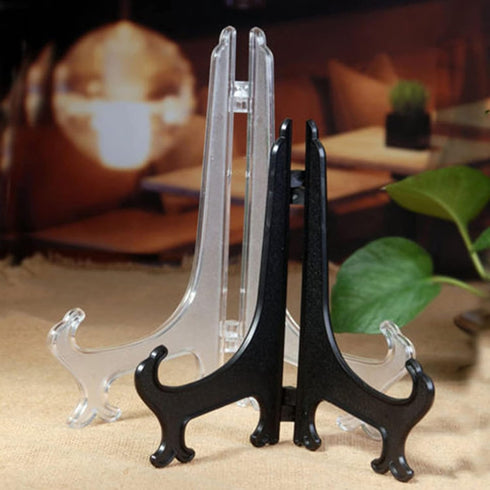 Transparent Plastic Display Stand, Black Plastic Easel for Photo Holder, Displays Picture Frames, Decorative Plates,