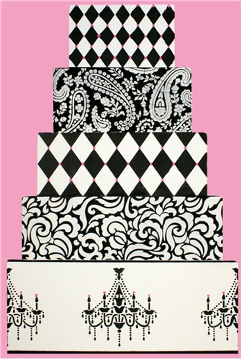 Designer Stencils Chandelier Stencil Set, Cake and Cookie Stencils, Beige/Semi-Transparent