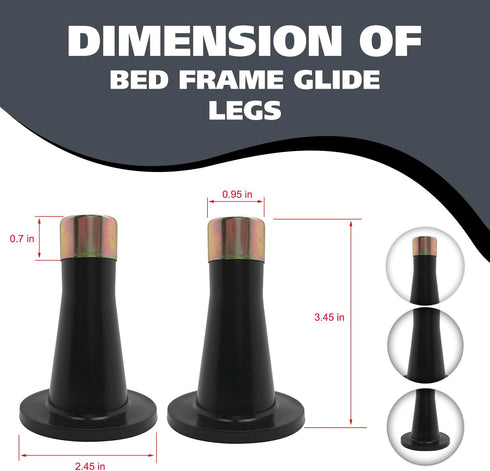 Kings Brand Furniture - Plastic Bed Frame Glide Legs | Set of 6 Replacement Feet for Bed Frame Wheels