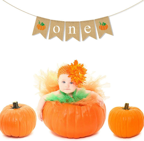 Rainlemon 1st Jute Burlap Pumpkin One High Chair Banner Fall Thanksgiving Boy Girl Birthday Party Highchair Garland
