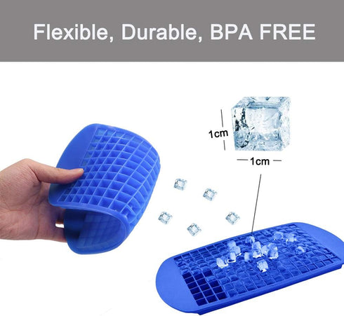 LeeYean Silicone Mini Ice Cube Trays 2 Pack, 160 Small Ice Cube Molds for Chilling Whiskey Cocktail, BPA Free Flexible