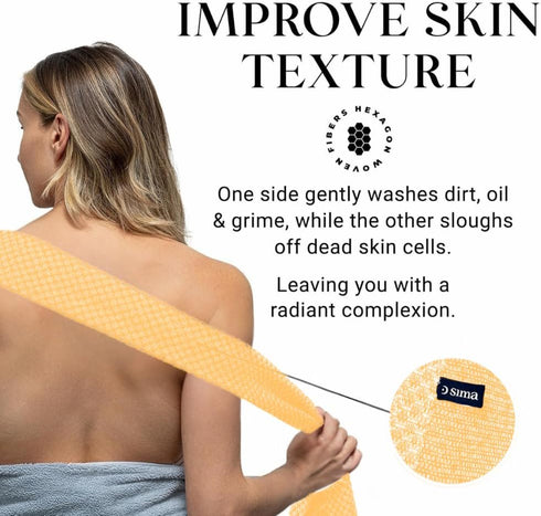2 2 Pack) Exfoliating Washcloth Face & Body Scrub Towel - Japanese Exfoliating Towel with Hexagon Fibers, Body Scrubber
