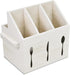 Ikee Design Wooden Utensil Caddy with Handles, Silverware Holder for Countertop, Party, Camping, White