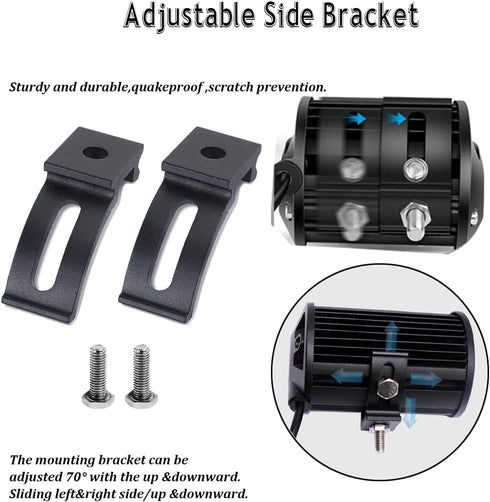 LED Light Bar Slide Mounting Bracket - 2PCS Universal Adjustable Side Bracket Kit for Light Bar Work Lights
