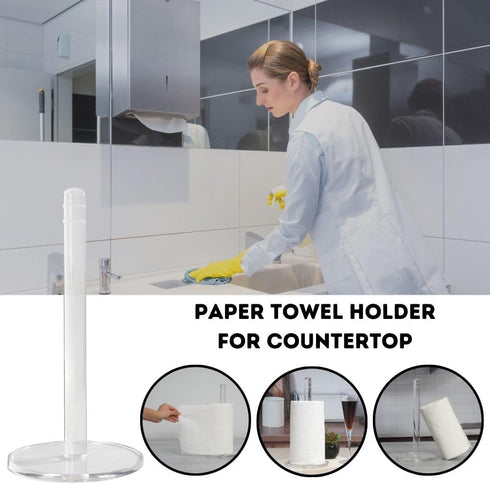 Clear Acrylic Transparent Paper Towel Holder, Detachable Base, Stand for Kitchen Countertop, Dining Tables, Bathrooms