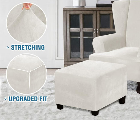 VIENLOVE Square Ottoman Slipcover Stretch Velvet Folding Storage Stool Furniture Protector Stretch Ottoman Cover