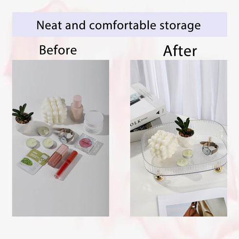 Clear Acrylic Perfume Tray, Round Makeup Bathroom Trays for Counter, Decorative Vanity Trays for Dresser Tops