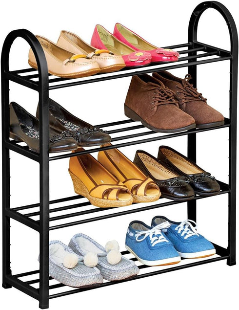 Collections Etc Black 4-Tier Metal Shoe Rack is Perfect Inside a Closet