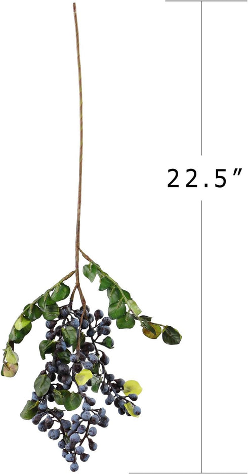 2Pcs Rinlong Artificial Blueberries Fake Berries Stems Hanging Spray Frosted Blueberry Fall Floral Picks for Wreath