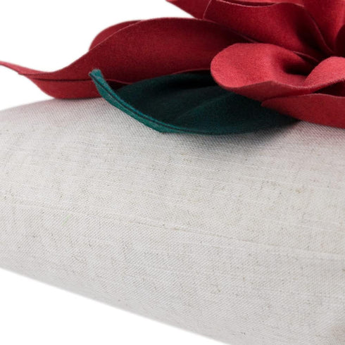 Christmas 3D Flower Accent Pillow Cover, Festival Red Floral Throw Pillow Case, Decorative Cushion Cover, 18 x 18 Inches