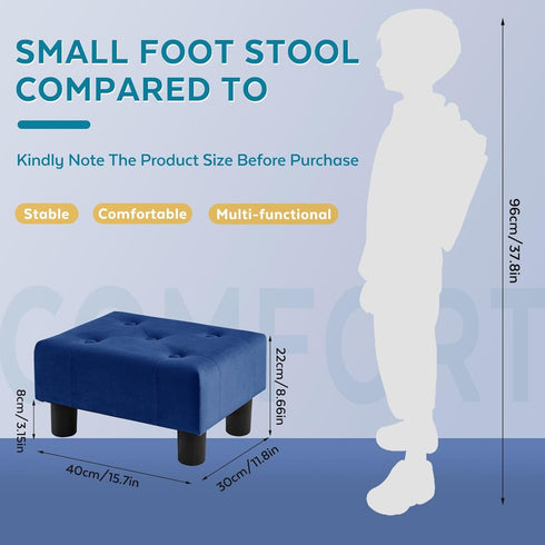 Small Foot Stool Ottoman, Velvet Footstool Ottoman Foot Rest for Couch, Rectangle Footstools and Ottomans Small