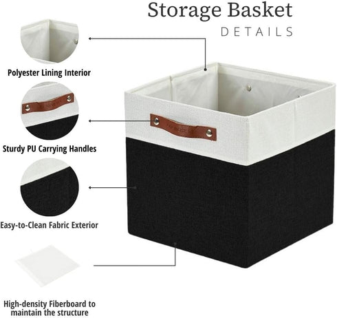 DECOMOMO Cube Storage Bins | 12x12 Collapsible Storage Cube Bins with Dual Handles for Organizing Closet, Shelf,