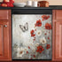 Rustic Farmhouse Magnetic Dishwasher Cover, White and Red Flowers Vinyl Decal, 23Wx26H Inches