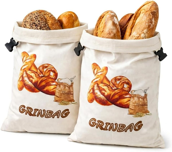 2 Pack Beeswax Alt Reusable Bread Bags | Homemade Bread Storage Linen