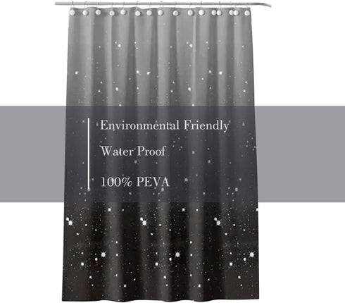 72 x 72 Black Star Shower Curtain Liner, Plastic Waterproof Lightweight Shower Liner with Grommet Holes & 3 Magnetic