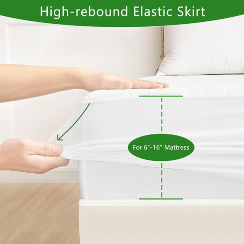 6-16 inches GOONIK Twin Size Mattress Protector, Breathable Bamboo Viscose Waterproof Twin Mattress Pad Cover with Deep