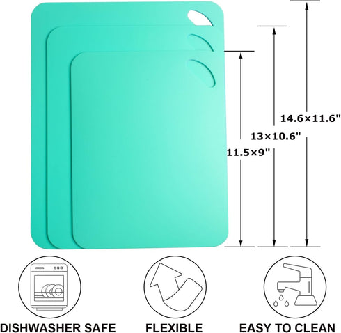 6pcs Color Coded Plastic Flexible Cutting Mats, Dishwasher Safe Cutting Board Set for Kitchen Cooking