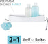 Better Living Clever Flip Shower Shelf, Wall Mounted Shower Caddy Organizer, 16.88" x 4" x 2.88", White, No Drilling