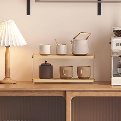 LiTY 2 Countertops, Coffee Station Organizer Tier Acrylic Home Storage Mugs Hooks for Kitchen Coffee Bars, for Placing