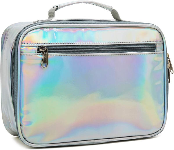 FlowFly Kids Lunch Box Insulated Soft Bag Mini Cooler Thermal Meal Tote Kit for Girls, Boys, Silvery