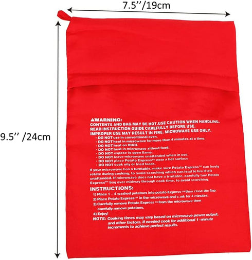 VASANA 4Pcs 4 Reusable Microwave Potato Bags Baking Potato Cooker Pouch Corn Baked Pouch Bag In Just Minutes Red Color