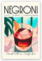Iconic Negroni Cocktail Poster: MIX & MATCH Bar Cart Decor with Cocktail Recipes, Canvas Print