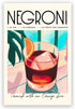 Iconic Negroni Cocktail Poster: MIX & MATCH Bar Cart Decor with Cocktail Recipes, Canvas Print