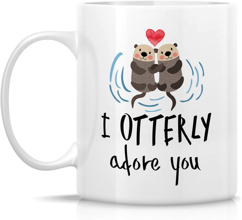 Retreez Funny Mug - I Otterly Adore You 11 Oz Ceramic Coffee Mug - Sarcastic Motivational Birthday Gift for Husband Wife