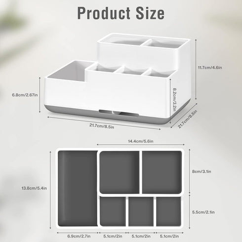 Electric Toothbrush Holder, Detachable Non-Slip Bathroom Organizer with 6 Compartments and Drainage Holes