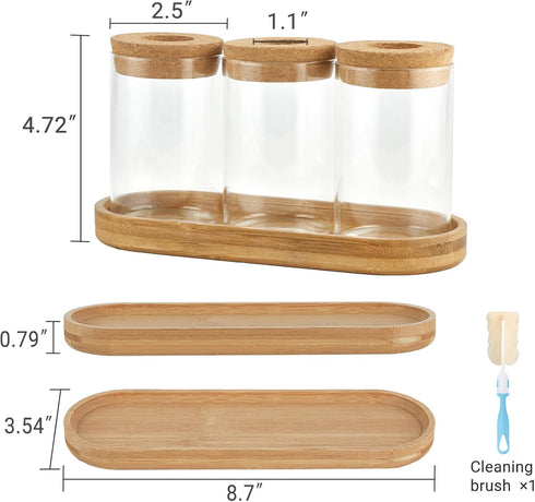 3 Dahey Plant Propagation Terrarium Desktop Glass Planter Station Water Planting Glass Vase with Lid and Wooden Stand