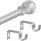 Silver Curtain Rods for Bedroom with Brackets, 5/8 Inch Diameter Small Window Curtain Rod 32 to 48 Inches