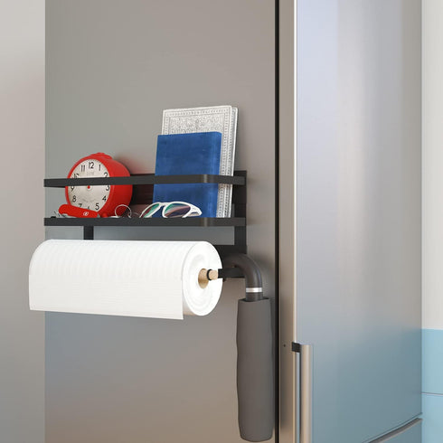 Magnetic Paper Towel Holder for Refrigerator,Magnetic Spice Rack with Paper Towel Rack Storage Organizer Fridge