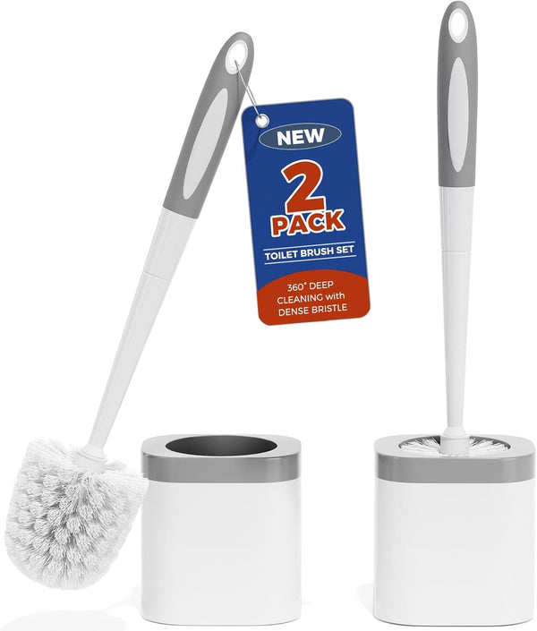 Holaloha Toilet Brush, 2 Pack Toilet Brush and Holder Set Bathroom Accessories, Toilet