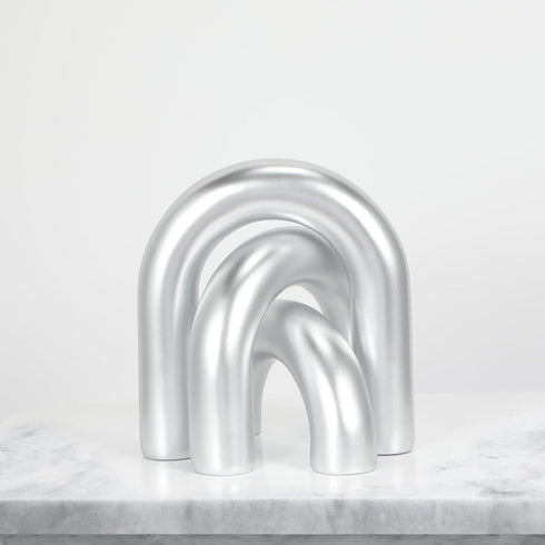 3Pcs HMASYO Sliver Arch Decorative Objects Statue, Coffee Table Bookshelf Aesthetic Decor for Living Room Bedroom