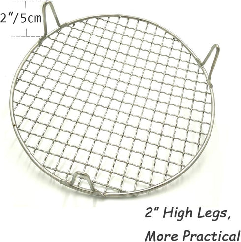 Round Canning Rack Stainless Steel with 2" Height Legs Dia 8.25" Heavyweight Cross Wire Steaming Cooling Barbecue Rack/Carbon Baking Net/Grill/Pan Grate (210mm/8.25")