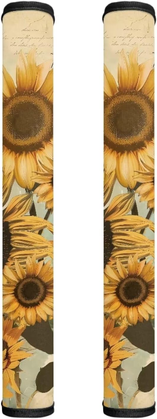 Vintage Sunflower Print 2 Pack Refrigerator Door Handle Covers, Anti-Skid Kitchen Appliance Protector Gloves