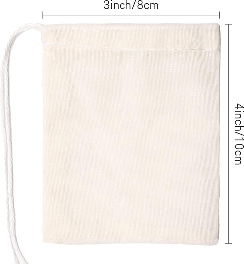 Limko Cotton Muslin Bags, Sachet Bags for Home Supplies (3x4 Inch, 30 Pack)
