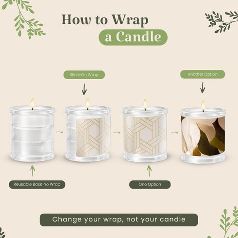 Set 3 Decorative Candle Holder of Home Decor, Reusable Interchangeable Pillar Candle System Decorative Wraps