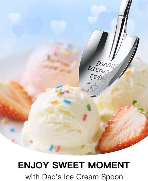 Fathers Day Gifts for Dad, Large Papas Ice Cream Shovel, Icecream Scoop Stainless Steel, Anniversary Birthday Gifts