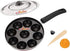 Satre Online Aluminium Non-Stick 9 Cavity Appam Patra with Steel Lid, Black