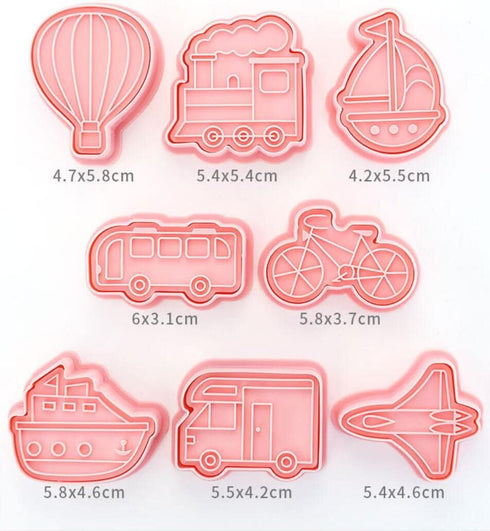 MayeBridge 8 Set Pieces Cute Fire Balloon Cookie Moulds For Baking Cookie Mould Press Train Cookie Mould Kitchen Tools